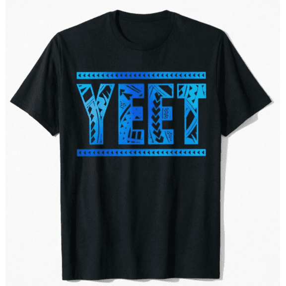 Voguly Youth Kids Teen Girls Yeet Funny Meme T-Shirt, Blue Tribal Pattern Cool Slang Word Graphic Tee, Trendy Streetwear Gift