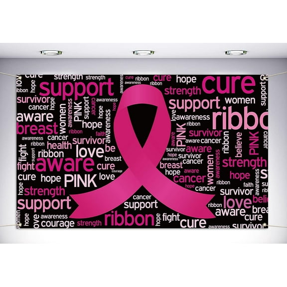 Vohado Breast Cancer Awareness Photo Booth Backdrop Pink Ribbon Party Decorations Love Hope Faith Strength Background