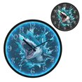 thumbnail image 1 of Voice Activated Clock with Glow Light 12 Inch Large Silent Wall Clock Battery Operated for Home Decor Aggressive Blue Shark, 1 of 8