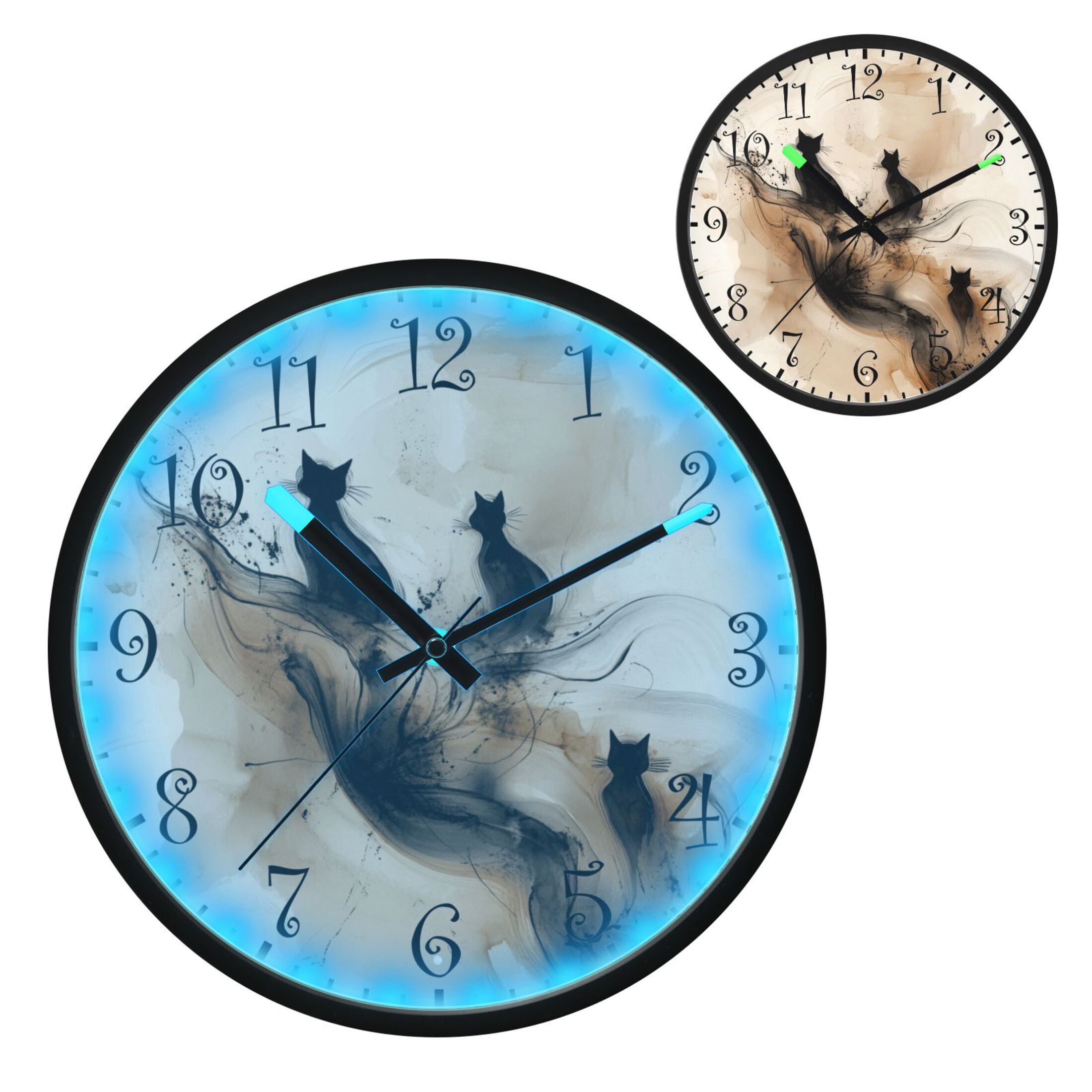 Voice Activated Clock with Glow Light 12 Inch Large Silent Wall Clock ...