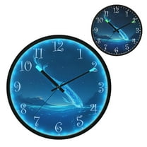 Voice Activated Clock with Glow Light 12 Inch Large Silent Wall Clock Battery Operated for Home Decor Blue Deep-sea Creature