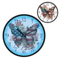 thumbnail image 1 of Voice Activated Clock with Glow Light 12 Inch Large Silent Wall Clock Battery Operated for Home Decor Butterfly with Flag Pattern, 1 of 8