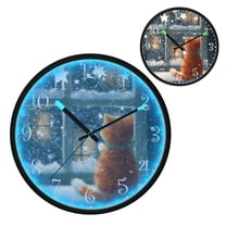 Voice Activated Clock with Glow Light 12 Inch Large Silent Wall Clock Battery Operated for Home Decor Cat by The Window