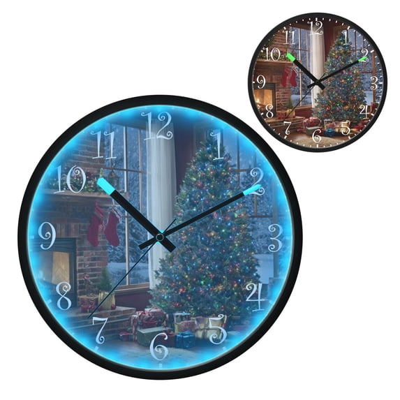 Voice Activated Clock with Glow Light 12 Inch Large Silent Wall Clock Battery Operated for Home Decor Christmas Decorations in The Room