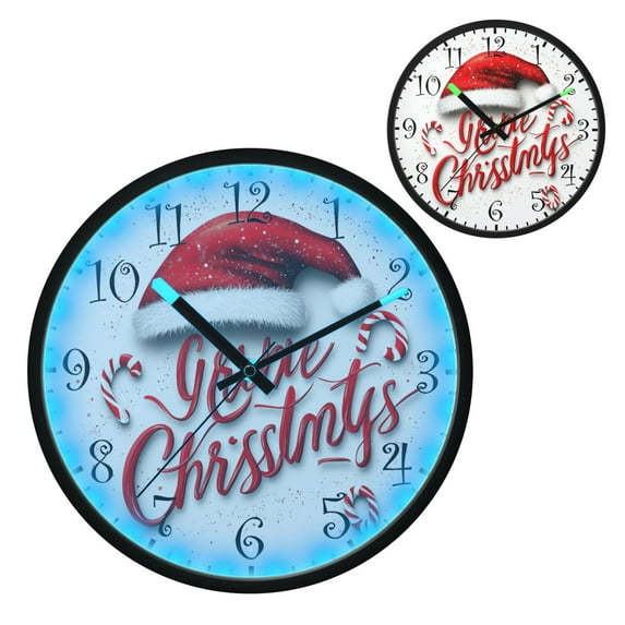 Voice Activated Clock with Glow Light 12 Inch Large Silent Wall Clock Battery Operated for Home Decor Christmas Fonts