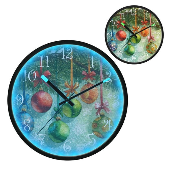 Voice Activated Clock with Glow Light 12 Inch Large Silent Wall Clock Battery Operated for Home Decor Christmas Ornaments Watercolor Painting