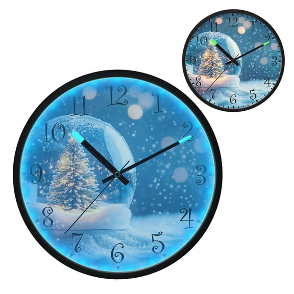 Voice Activated Clock with Glow Light 12 Inch Large Silent Wall Clock Battery Operated for Home Decor Christmas Tree Inside A Glass Ball