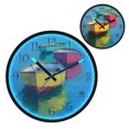 thumbnail image 1 of Voice Activated Clock with Glow Light 12 Inch Large Silent Wall Clock Battery Operated for Home Decor Colorful Row Boats, 1 of 8