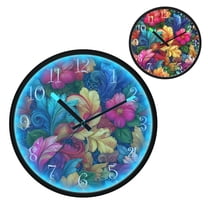 Voice Activated Clock with Glow Light 12 Inch Large Silent Wall Clock Battery Operated for Home Decor Colorful Swirls and Flowers