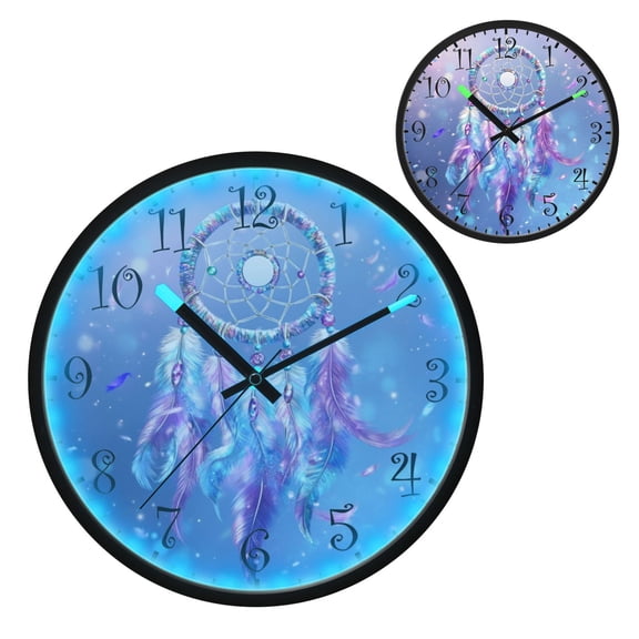 Voice Activated Clock with Glow Light 12 Inch Large Silent Wall Clock Battery Operated for Home Decor Dream Catcher