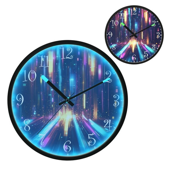 Voice Activated Clock with Glow Light 12 Inch Large Silent Wall Clock Battery Operated for Home Decor Dynamic Light Beams
