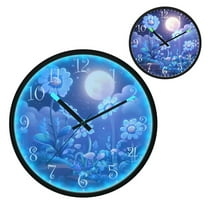 Voice Activated Clock with Glow Light 12 Inch Large Silent Wall Clock Battery Operated for Home Decor Glowing Flowers