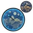 thumbnail image 1 of Voice Activated Clock with Glow Light 12 Inch Large Silent Wall Clock Battery Operated for Home Decor Gold-blue Mountains, 1 of 8