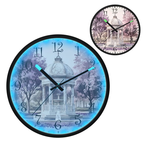 Voice Activated Clock with Glow Light 12 Inch Large Silent Wall Clock Battery Operated for Home Decor Large White Gazebo