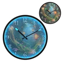 Voice Activated Clock with Glow Light 12 Inch Large Silent Wall Clock Battery Operated for Home Decor Magic Forest Scene
