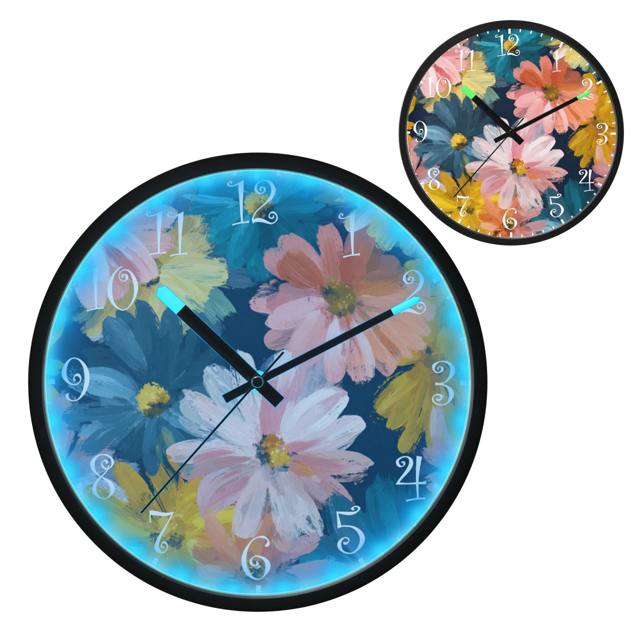 Voice Activated Clock with Glow Light 12 Inch Large Silent Wall Clock ...