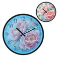 thumbnail image 1 of Voice Activated Clock with Glow Light 12 Inch Large Silent Wall Clock Battery Operated for Home Decor Pink Peony Flowers, 1 of 8