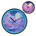 thumbnail image 1 of Voice Activated Clock with Glow Light 12 Inch Large Silent Wall Clock Battery Operated for Home Decor Pink Planet with Clouds, 1 of 8