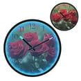 thumbnail image 1 of Voice Activated Clock with Glow Light 12 Inch Large Silent Wall Clock Battery Operated for Home Decor Red Roses with Water Droplets, 1 of 8