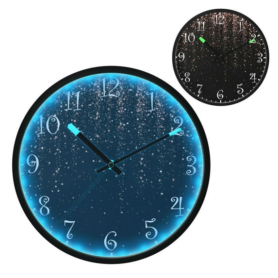 Voice Activated Clock with Glow Light 12 Inch Large Silent Wall Clock Battery Operated for Home Decor Rose Gold Glitter