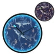 thumbnail image 1 of Voice Activated Clock with Glow Light 12 Inch Large Silent Wall Clock Battery Operated for Home Decor Sharks and Fish Pattern, 1 of 8