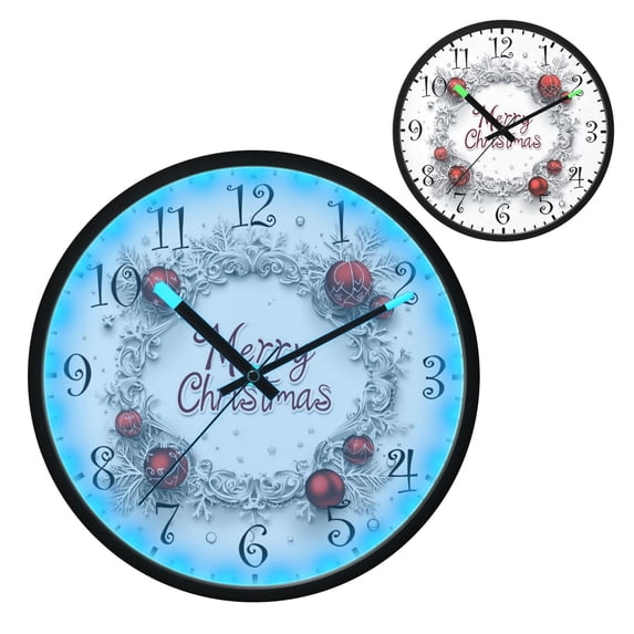 Voice Activated Clock with Glow Light 12 Inch Large Silent Wall Clock Battery Operated for Home Decor Silver Metallic Decorative Frame
