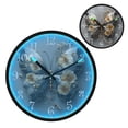 thumbnail image 1 of Voice Activated Clock with Glow Light 12 Inch Large Silent Wall Clock Battery Operated for Home Decor Silver and Black Butterfly, 1 of 8