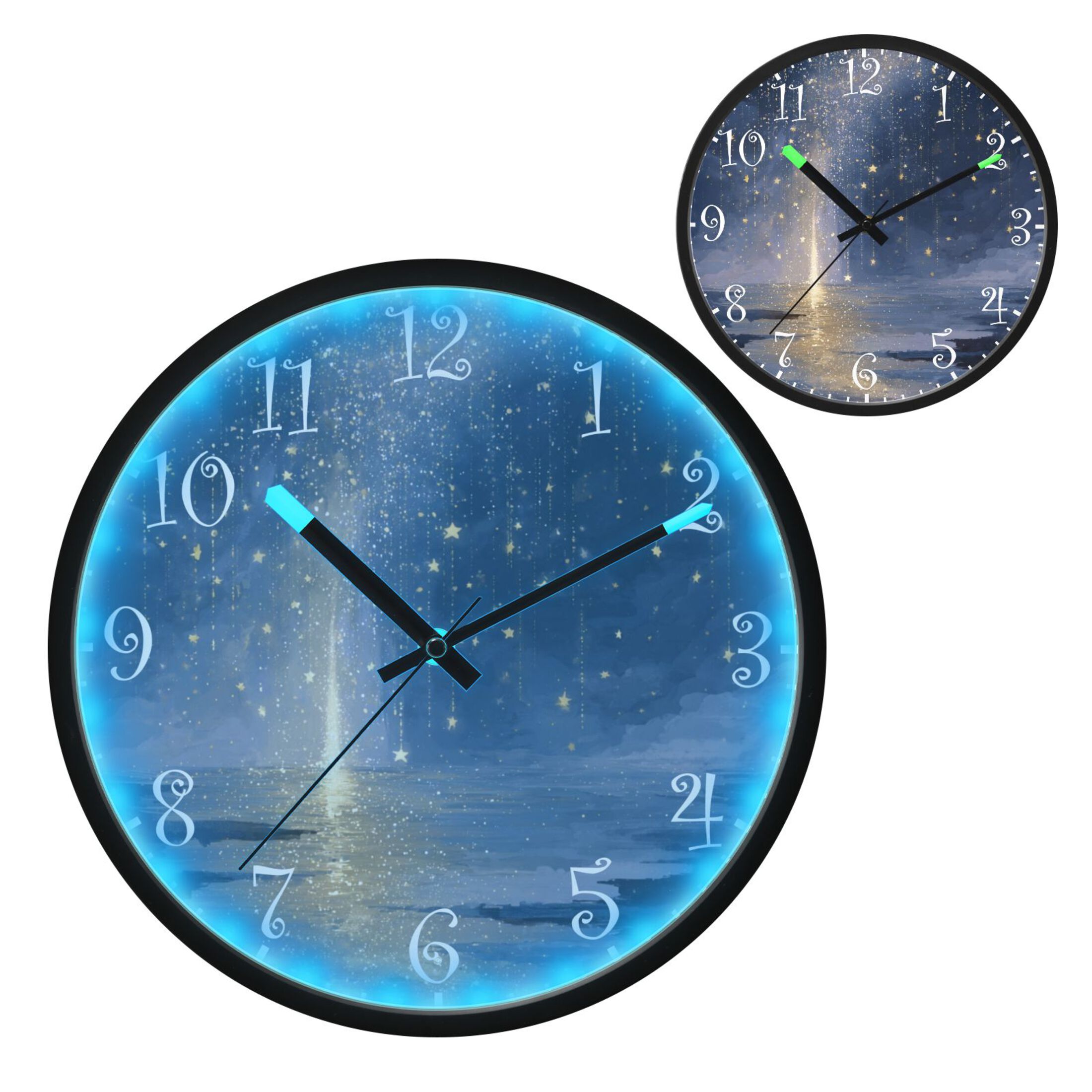 Voice Activated Clock with Glow Light 12 Inch Large Silent Wall Clock ...