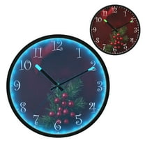 Voice Activated Clock with Glow Light 12 Inch Large Silent Wall Clock Battery Operated for Home Decor Small Round Christmas Ornaments