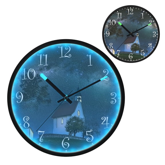 Voice Activated Clock with Glow Light 12 Inch Large Silent Wall Clock Battery Operated for Home Decor Small White Gothic Church