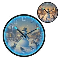 Voice Activated Clock with Glow Light 12 Inch Large Silent Wall Clock Battery Operated for Home Decor Snowman and Animals