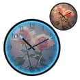 thumbnail image 1 of Voice Activated Clock with Glow Light 12 Inch Large Silent Wall Clock Battery Operated for Home Decor Two Pink Roses, 1 of 8