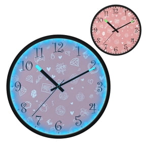 Voice Activated Clock with Glow Light 12 Inch Large Silent Wall Clock Battery Operated for Home Decor Valentine's Day Symbol Pattern