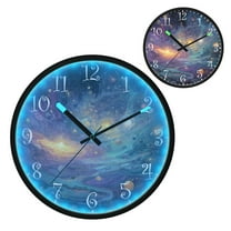 Voice Activated Clock with Glow Light 12 Inch Large Silent Wall Clock Battery Operated for Home Decor Vibrant and Colorful Universe