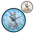 thumbnail image 1 of Voice Activated Clock with Glow Light 12 Inch Large Silent Wall Clock Battery Operated for Home Decor Watercolor Bunny in Floral, 1 of 8