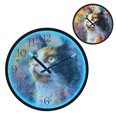 thumbnail image 1 of Voice Activated Clock with Glow Light 12 Inch Large Silent Wall Clock Battery Operated for Home Decor Watercolor Calico Cat, 1 of 8