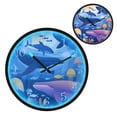 thumbnail image 1 of Voice Activated Clock with Glow Light 12 Inch Large Silent Wall Clock Battery Operated for Home Decor Whales and Dolphins Pattern, 1 of 8