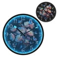 thumbnail image 1 of Voice Activated Clock with Glow Light 12 Inch Large Silent Wall Clock Battery Operated for Home Decor White Flowers with Blue Butterflies, 1 of 8