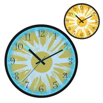 Voice Activated Clock with Glow Light 12 Inch Large Silent Wall Clock Battery Operated for Home Decor Yellow Sun Rays