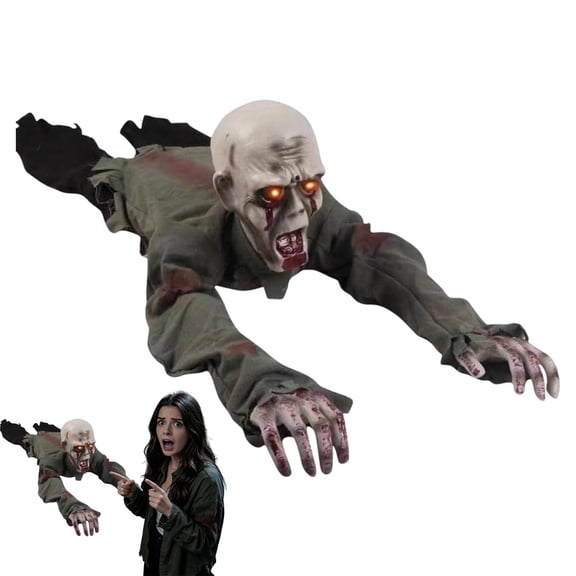 Electric Halloween Crawling Zombie Ghost, Scary Halloween Decor Outdoor Indoor, Voice-Controlled, Crawling, Swaying, Making Terrifying Noises, Eyes Glowing.