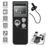 Voice Activated Digital Recorder 8GB USB w Microphone Landline Phone Recording