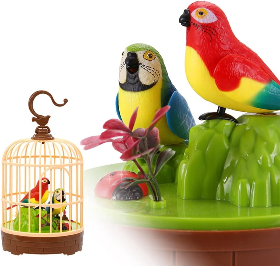 Voice-Activated Induction Birdcage Toy, Talking Chirping Fluttering Parrot Birds Toy