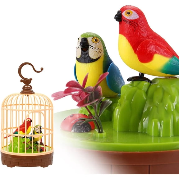Voice-Activated Induction Birdcage Toy, Talking Chirping Fluttering Parrot Birds Toy