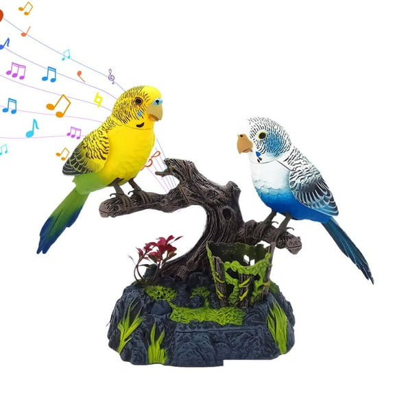 Voice Activated Singing Parrot Toy, Interactive Animated Bird with Sound & Motion, Realistic Melodies, Pen Holder fo Desk Decor, Educational Gift (7.1" x 6.3" x 4.3")