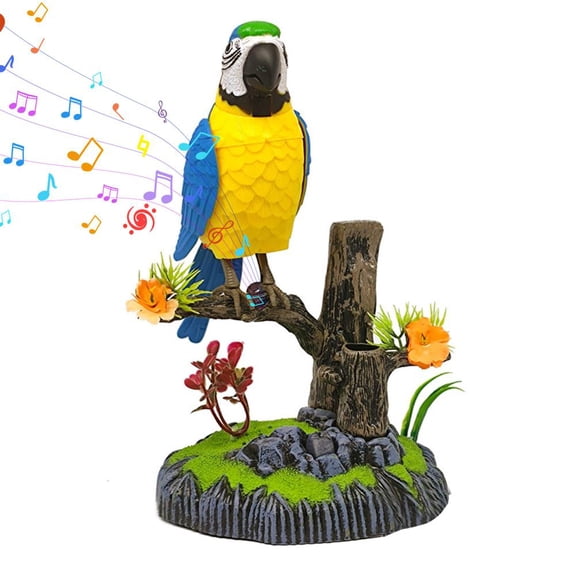 Voice Activated Singing Parrot Toy, Interactive Animated Bird with Sound & Motion Realistic Decor, Desk Melo for Home