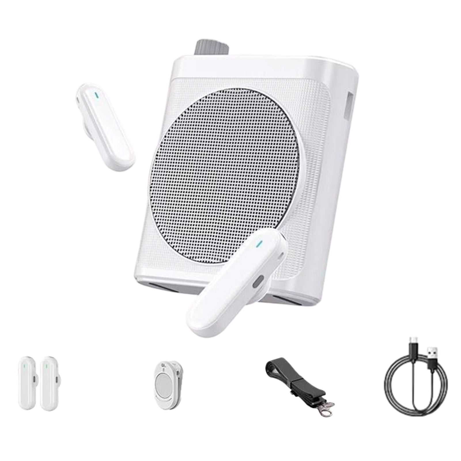 Voice Amplifier For Teachers With Wireless Lavalier Microphone Portable Rechargeable 2 Mics For Classroom Meetings Speeches Outdoor (black White)