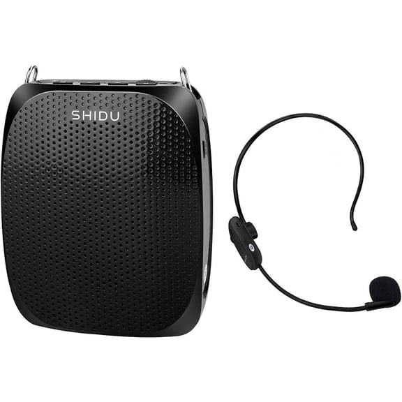 Voice Amplifier with UHF Wireless Microphone Headset, 10W 1800mAh Portable Rechargeable PA system Speaker for Multiple Locations such as Classroom, Meetings, Promotions and Outdoors
