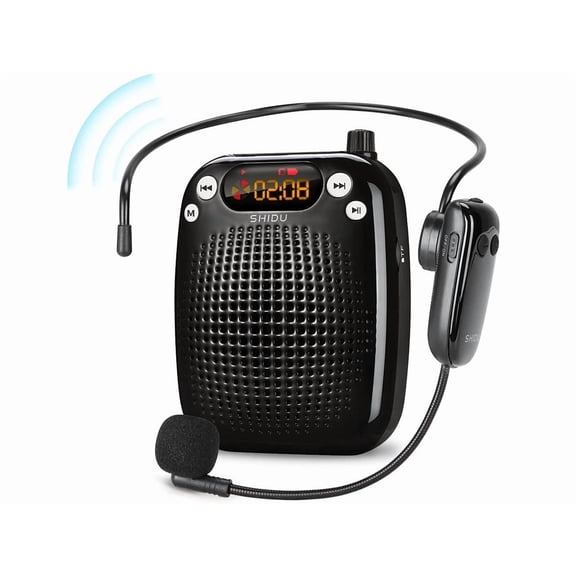 Voice Amplifier with UHF Wireless Microphone Headset, Support MP3 Play 10W 2000mAh Portable Wearable Rechargeable PA System for Speaker Classroom, Meetings, Promotions and Outdoors