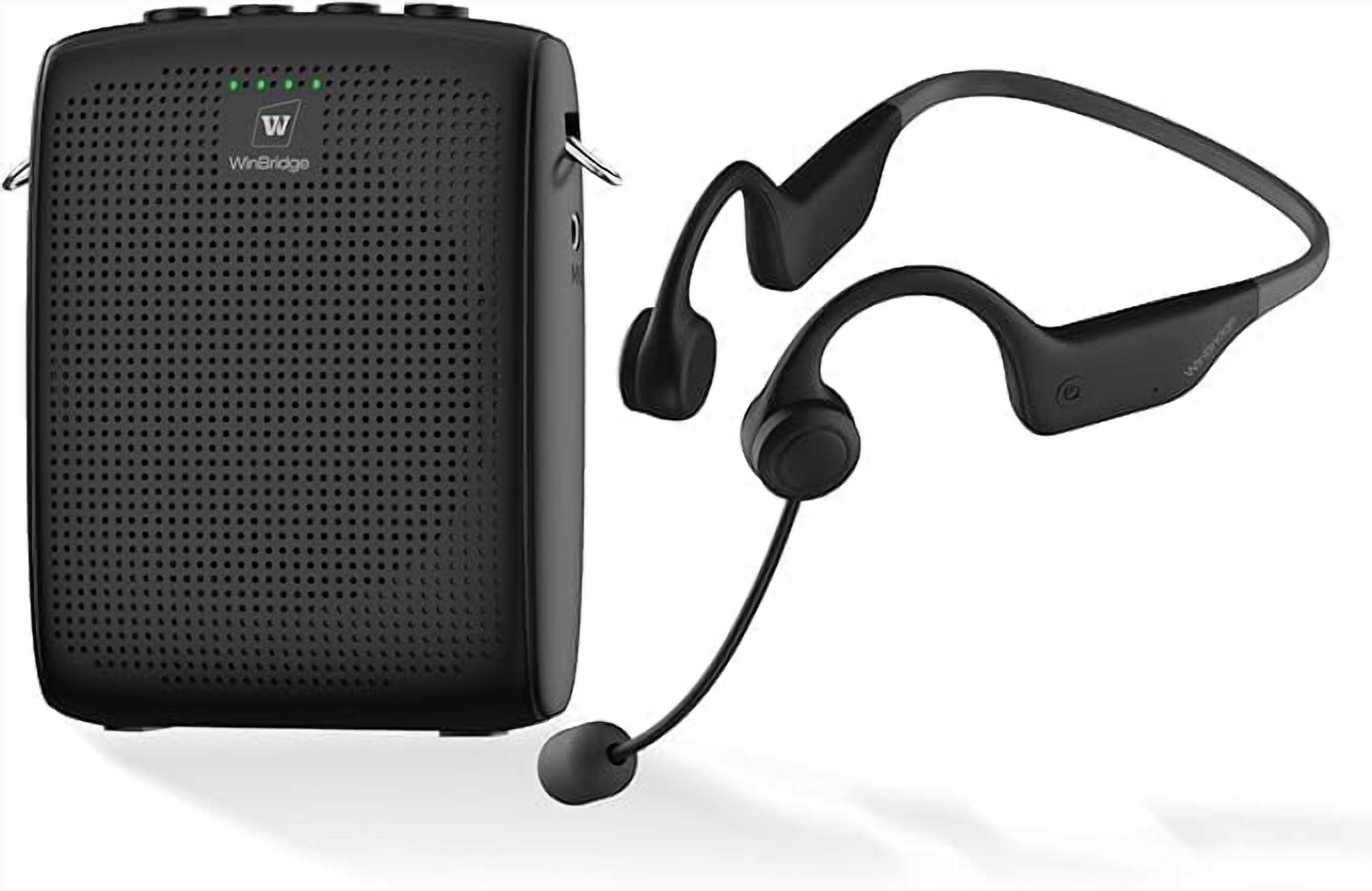 HW HAOWORKS Voice Amplifier Wireless Microphone Earhook, Porable Speaker and Mic, Mini PA System with Crystal-Clear Original Sound, Fitness Ear-Secured Microphone for Public Speaking WB007