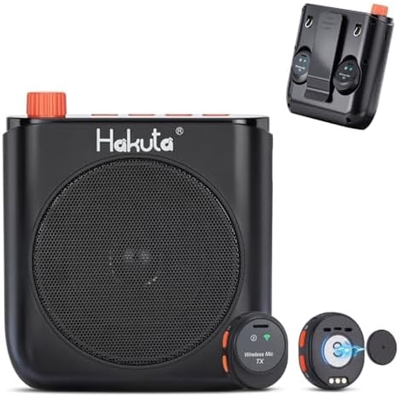 Voice Amplifier Wireless Microphone with Magnetic Lavalier, Portable Voice Amplifier for Teachers with 2 Mic, Rechargeable Bluetooth Speaker System for Classroom/Meetings/Yoga/Training/Outdoor